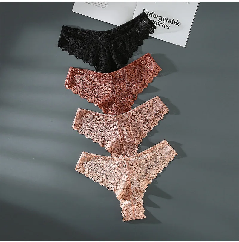 New Luxury Lace Tangas Mujer Women\'s Sexy Seamless Thongs Teen Girls Quality Cotton Crotch Thong Woman String T-back Underwear