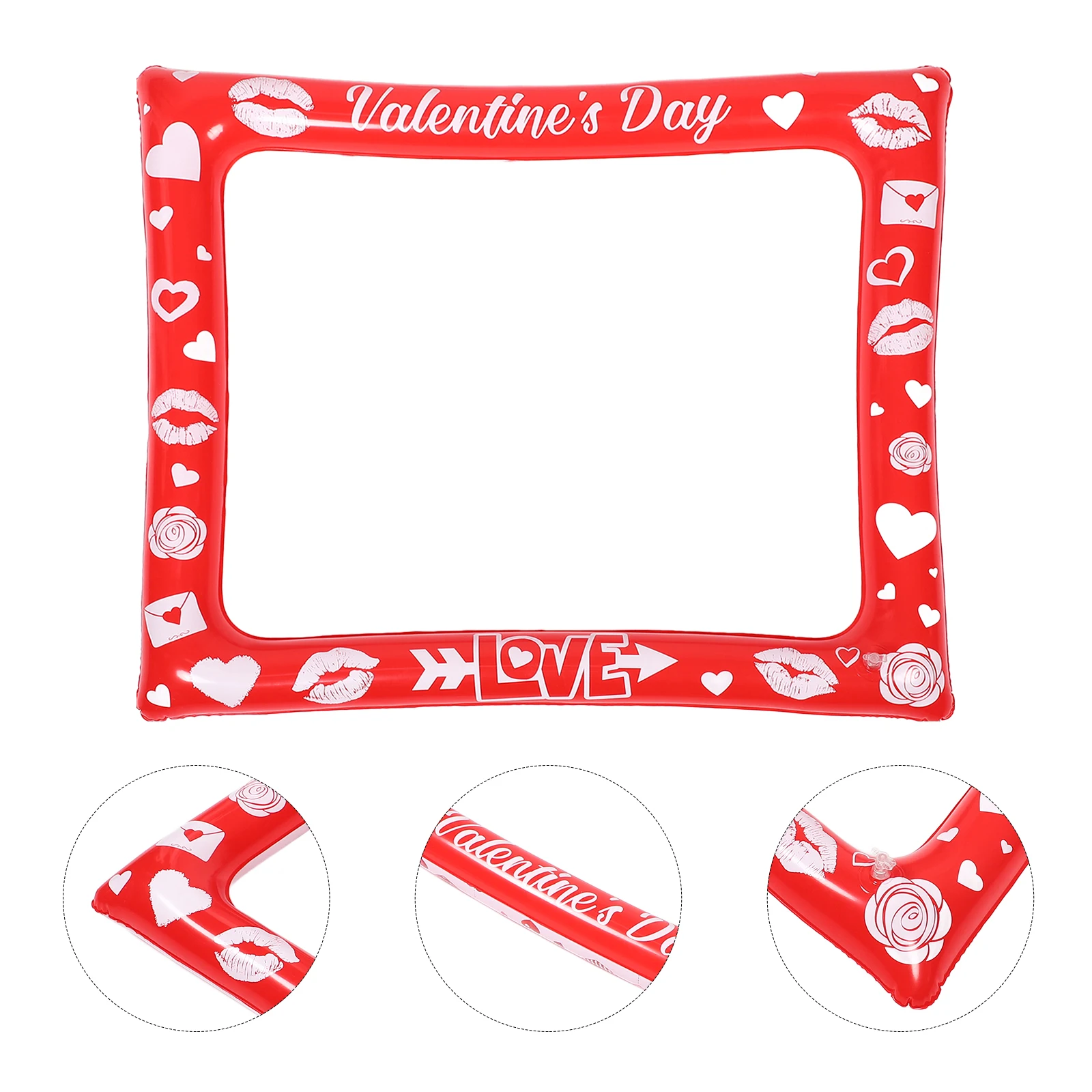 Inflatable Heart Photo Frame Party Booth Prop Double Sided Valentines Day Selfie Props Plastic Easy Setup for Events