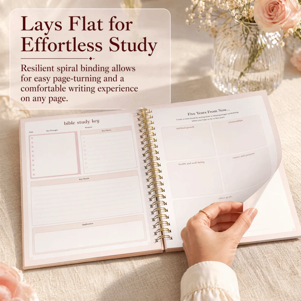 Spiral Binding Bible Study Workbook Guided Pages Prayer Notes Study Planner Portable Study Sections Notes Journal Daily Planning