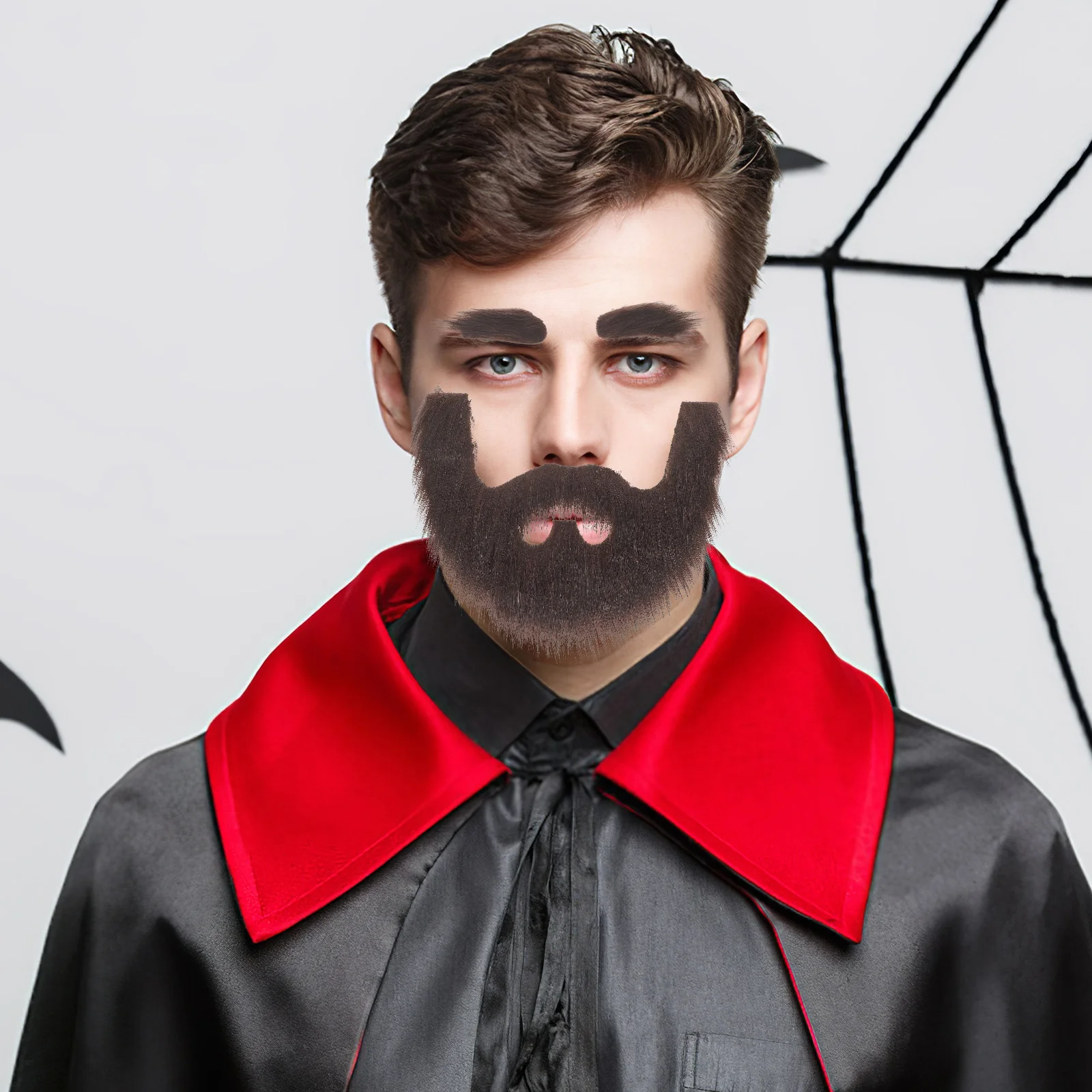 مجموعة واحدة من أزياء اللحية والحاجب المزيفة لحفلات الهالوين التنكرية وإمدادات أداء الصور خفيفة الوزن ومريحة