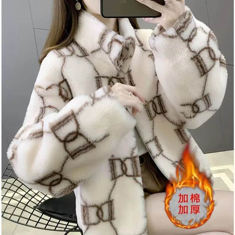 Female warm thck Faux Fur Coats winter warm zipper furry lining jacket