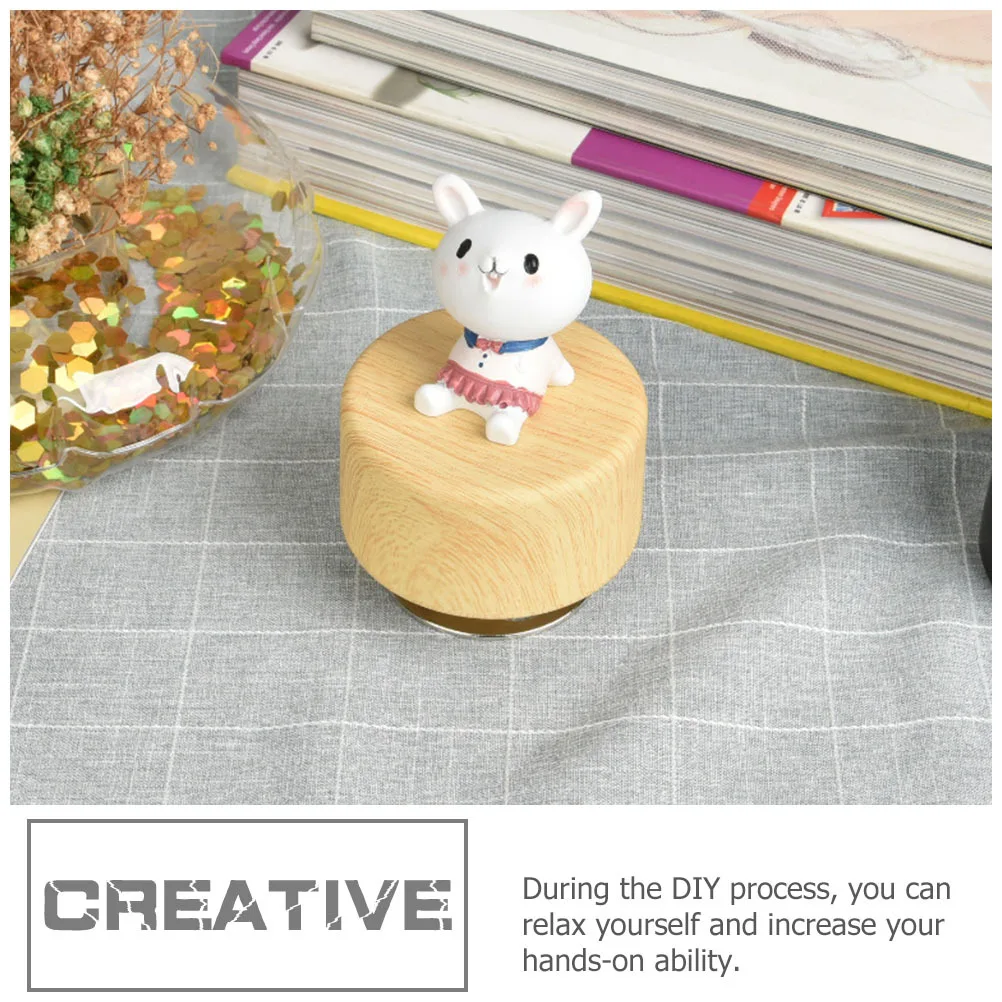 

DIY Musical Box Base Clockwork Rotating Design Round Shape Clear Sound Quality Easy Operation Clay Craft Desktop Decoration