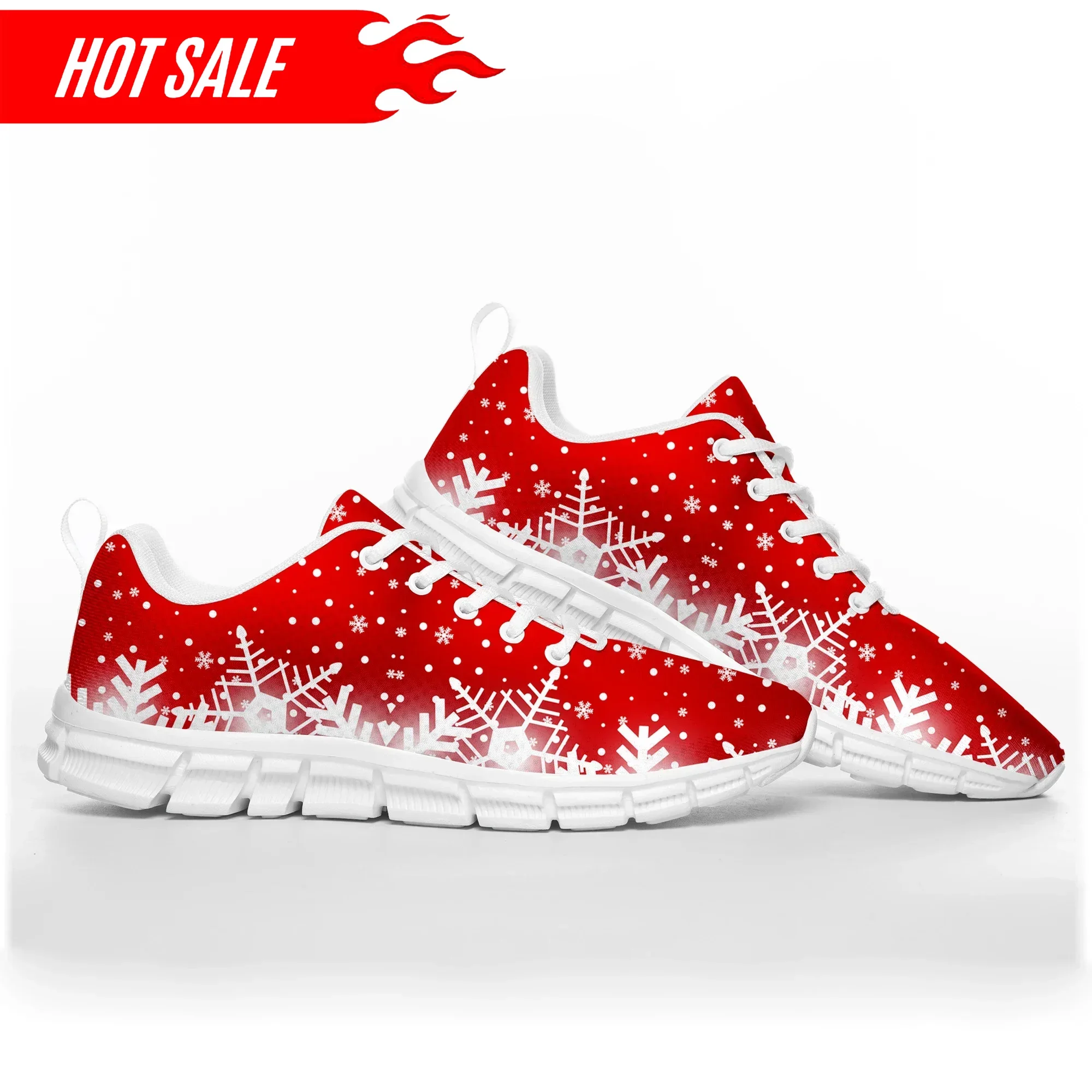 HOT White Snowflake Red Christmas Santa Claus Snowman Sports Shoes Mens Womens Teenager Sneakers Custom Couple Shoes