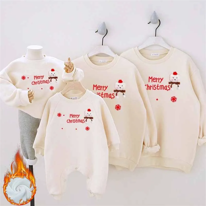 Christmas Family Matching Outfits Father Son Padded Sweater Parent-Child Mother Daughter Cartoon Tops Fall And Winter Clothes