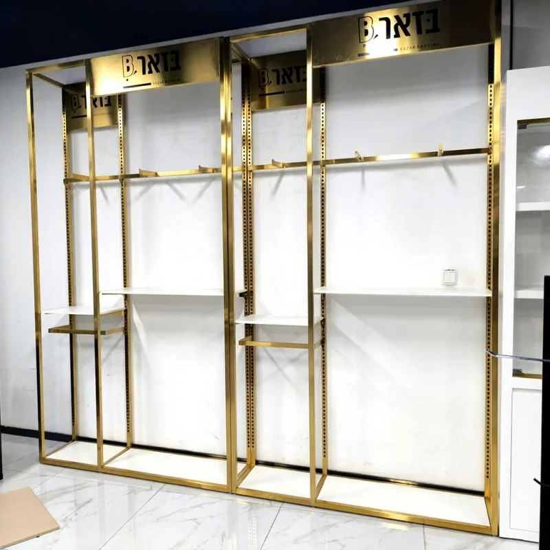 Customize.Gold Clothing Display Rack Display Racks Clothing Store Retail Clothing Display