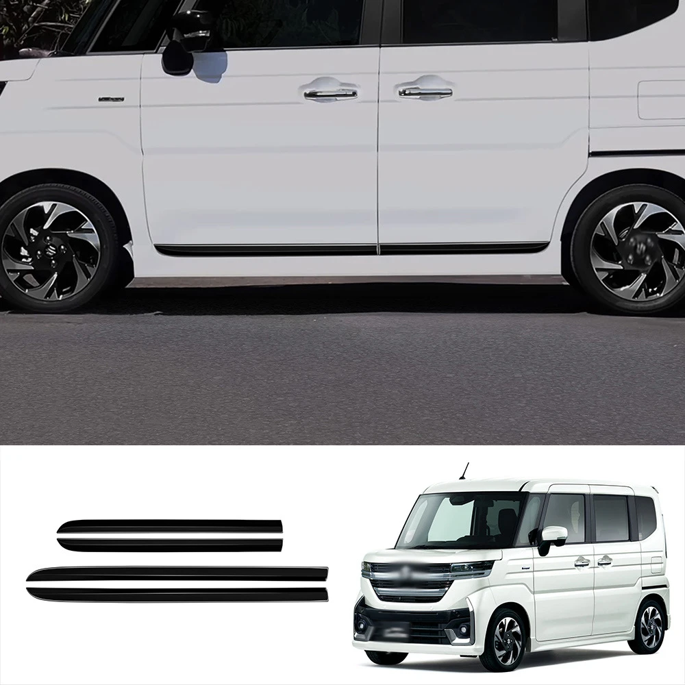 

For Suzuki Spacia Custom MK54S MK94S 2024 Car styling ABS Black Side Door Body Cover trim stickers Strips Protector Accessories