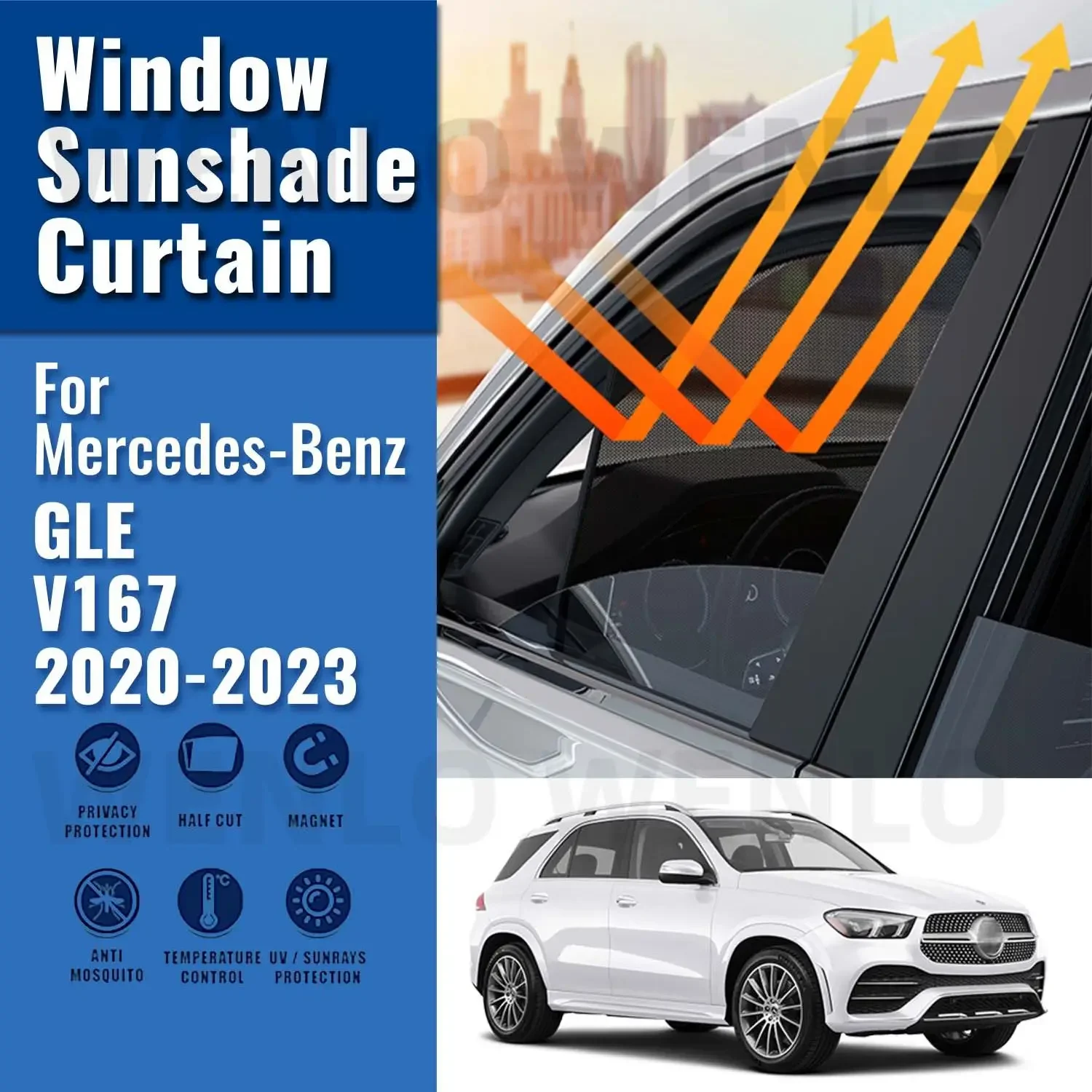 

Для Mercedes Benz GLE V167 W167 2020-2023 Магнитный автомобильный солнцезащитный козырек, передняя рамка для лобового стекла, занавеска на заднее боковое окно, солнцезащитный козырек