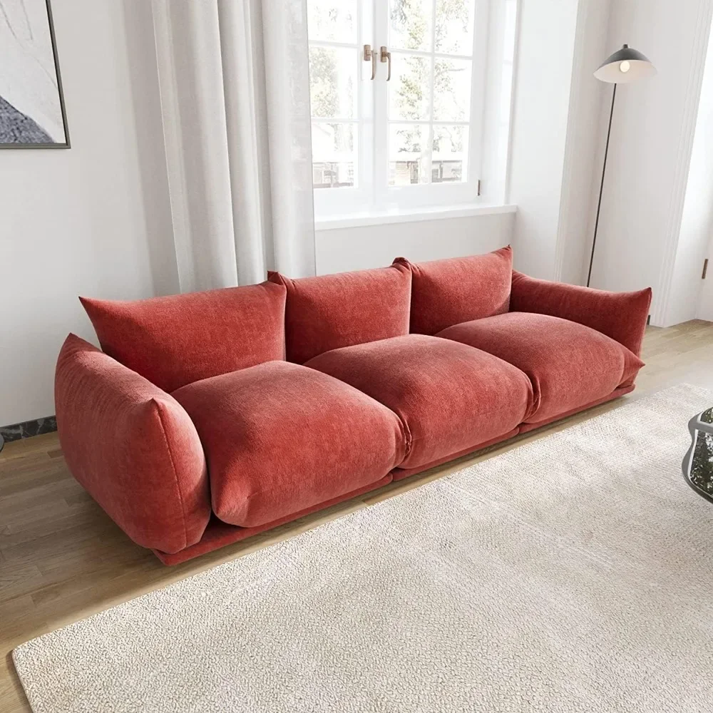 

Mid-Century Modern Comfy 3 Seater Couch, Chenille Sectional Sofa 3 Seats Modular Couches with Thick Cushion,Plush Sofas