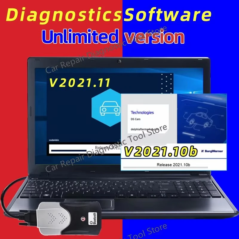 Herramienta de diagnóstico obd con software para coche, escáner automotriz con software Del + 2021.10b + phis, Keygen gratuito,