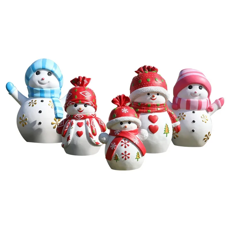 

Cartoon fiberglass snowman sculpture ornament Christmas gift box large shopping mall ski resort decoration snowman