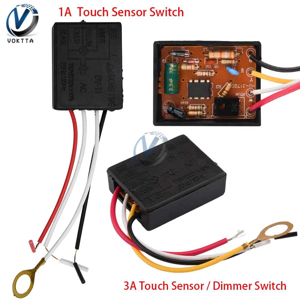 

220V 1A/3A Touch Sensor Switch 1/4 Way Touch Control Sensing Automatic Switch Module LED On/Off Light Lamp Dimmer