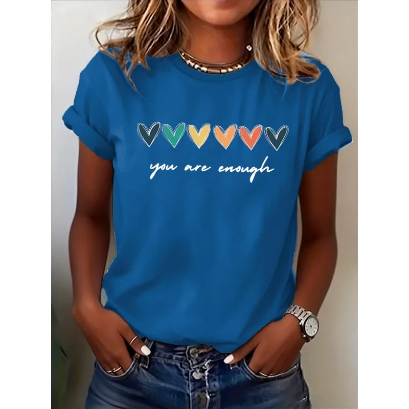 ilstile Women's Mental Health Print T-Shirts Short Sleeve  O Neck Female clothing Summer White Tops Casual Tees New Arrival