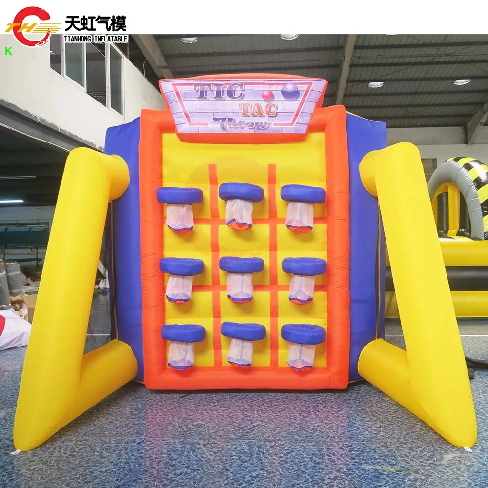 สนุกกลางแจ้งและกีฬา TIC TAC โยน Carnival เกม Blow Up XnO Inflatable ของเล่น 9 ห่วงบาสเกตบอลเกมสําหรับกิจกรรมและงานปาร์ตี้