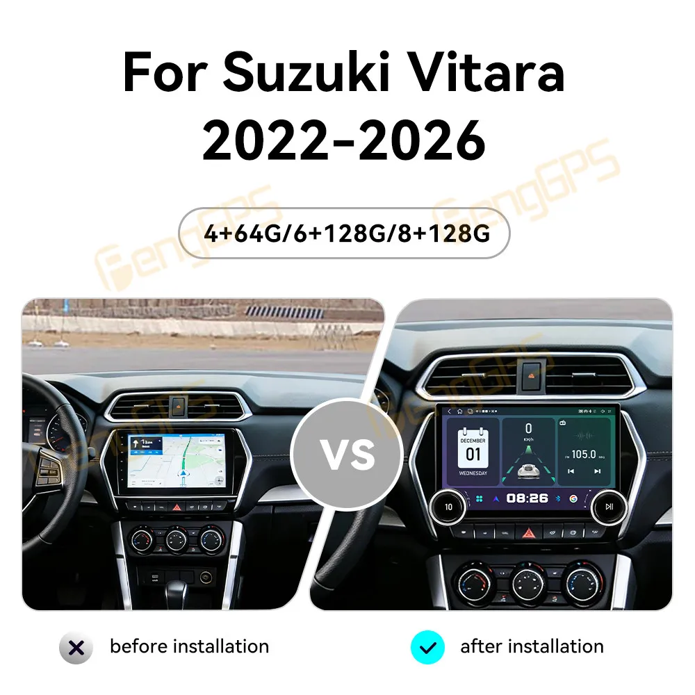Touch Screen Car Radio For Suzuki Vitara 2022-2026 Android GPS Automotive Multimedia Auto Radio Stereo Receiver Head Unit
