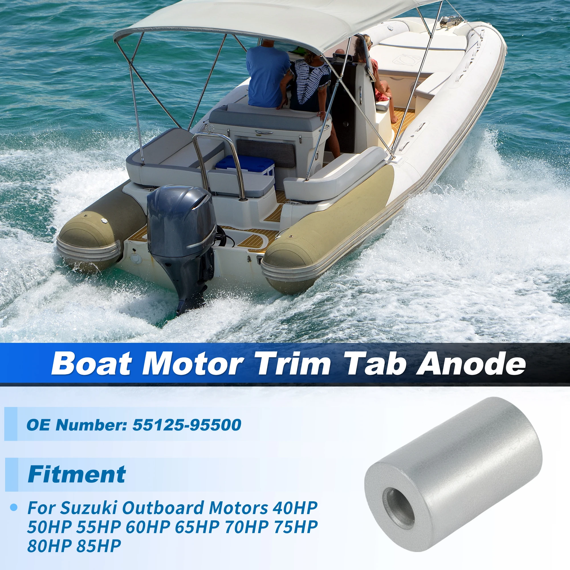 

UXCELL Zinc Trim Tab Anode For Yamaha Outboard Motors 150HP-350HP, 68T-11325-00-00