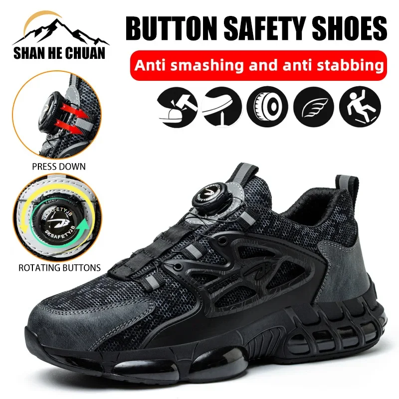 New 2024 Anti Smashing and Anti Piercing Steel Toe Protective Shoes Wear-resistant and Shock-absorbing Air Cushion Safety Shoes