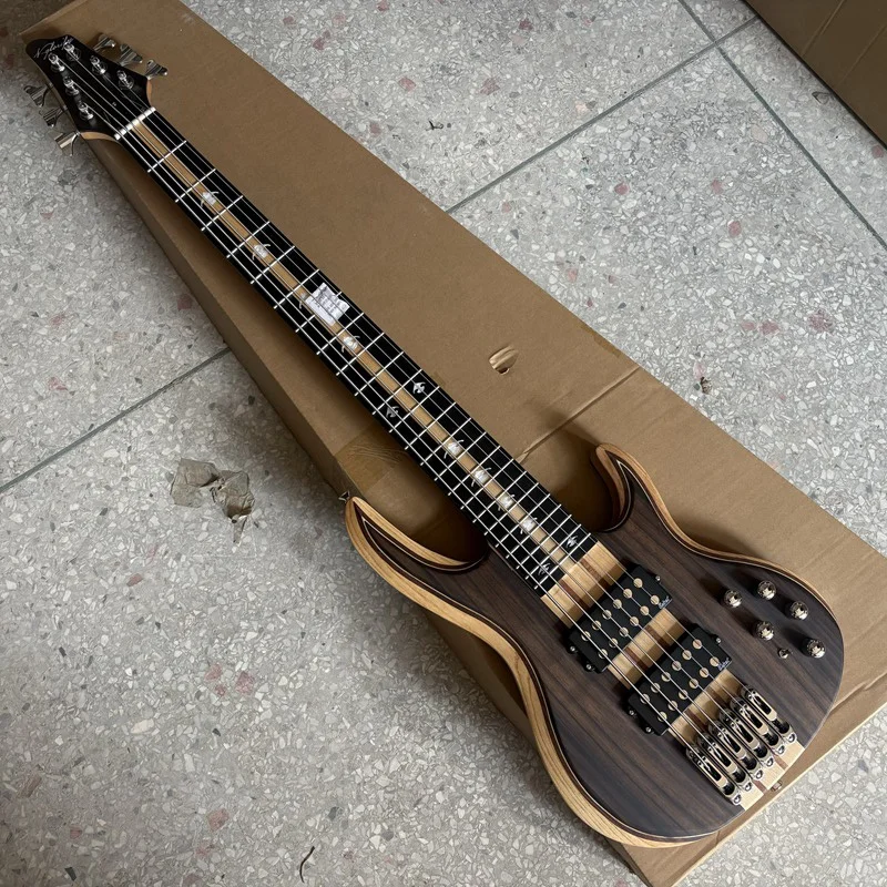 

Active 6 String Electric Bass Guitar Neck Through 43 inch Dual sided RoseVeneer Matte with Active&Passive Switch Professional