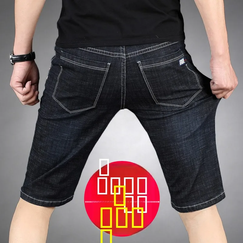 

Эластичные джинсовые шорты мужские, свободные, прямые, летние, тонкие, модные, больших размеров, средней длины