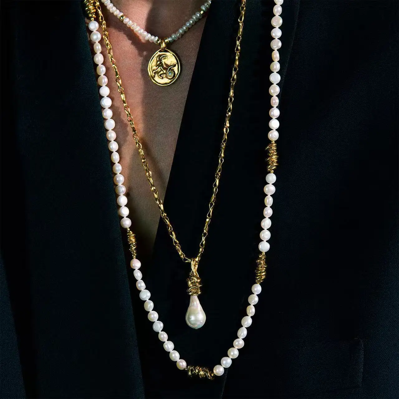 

Fashion Natural Freshwater Pearl Baroque Pearl Brass Gold Plated Necklace Women Top Quality Luxury Jewelry