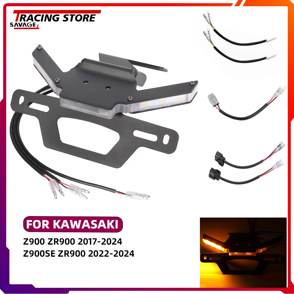 

2024 Motorycle License Plate Holder LED Turn Signal For Kawasaki Z 900 ZR900 Z 900SE ZR900 Tail Tidy Fender Eliminator Bracket