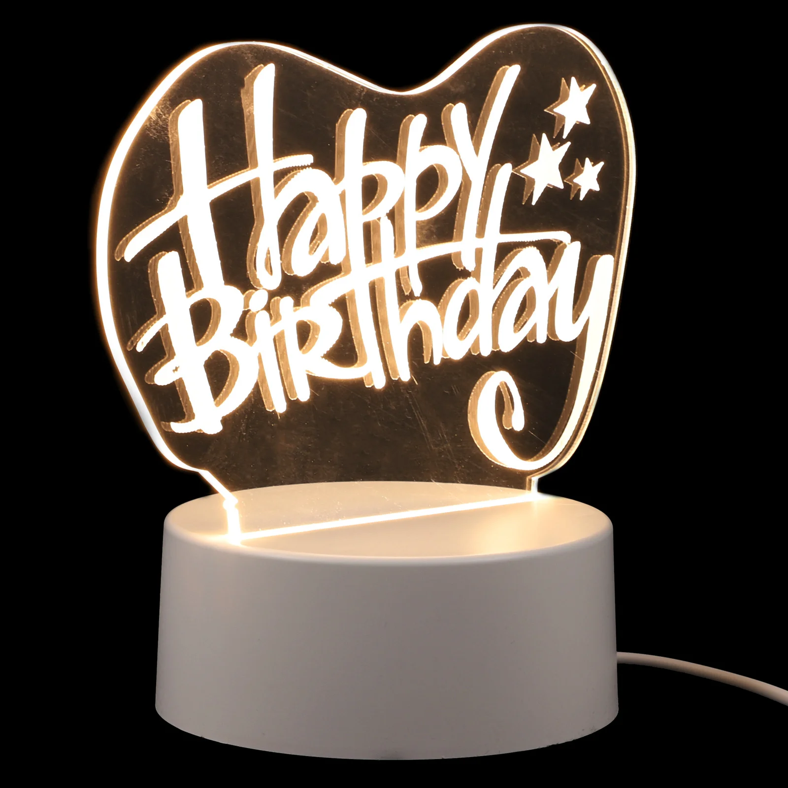 1 قطعة ثلاثية الأبعاد ضوء الليل رومانسية شفافة ديكور LED مصباح المنزل غرفة نوم الجدول ضوء هدية عيد ميلاد عيد الميلاد حفلة الإضاءة الدافئة