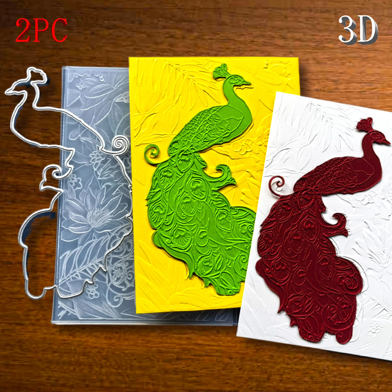 مجموعة مجلد وقطع قوالب منقوشة ثلاثية الأبعاد - تصميم عنصر "الظل الأخضر الذهبي اللامع، راحة الطاووس في الزهور" مناسب