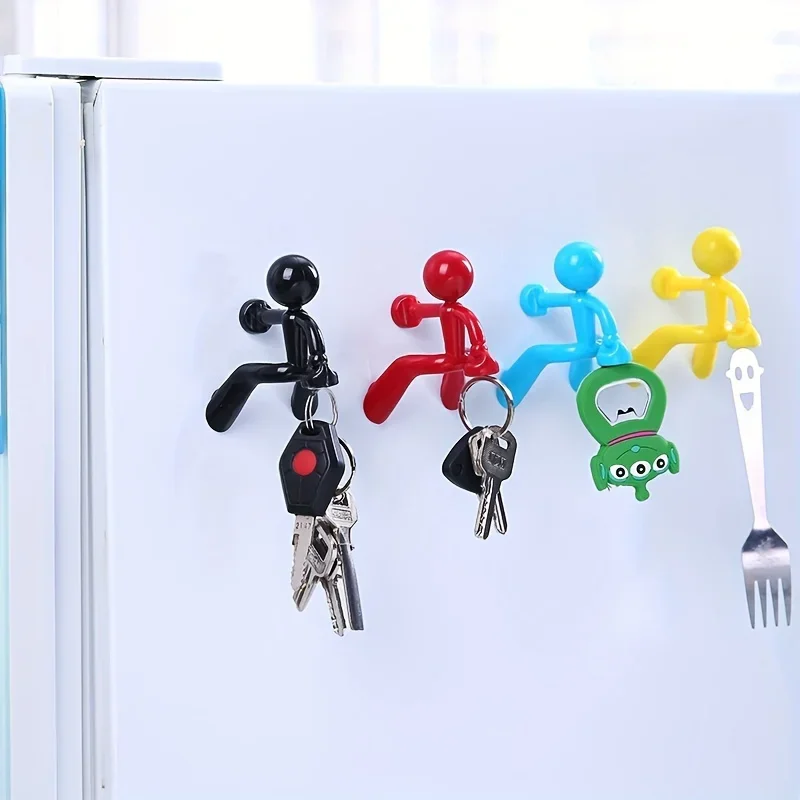 1pc Creative wall climbing figurine magnet key hanging strong magnetic keychain OPP bag