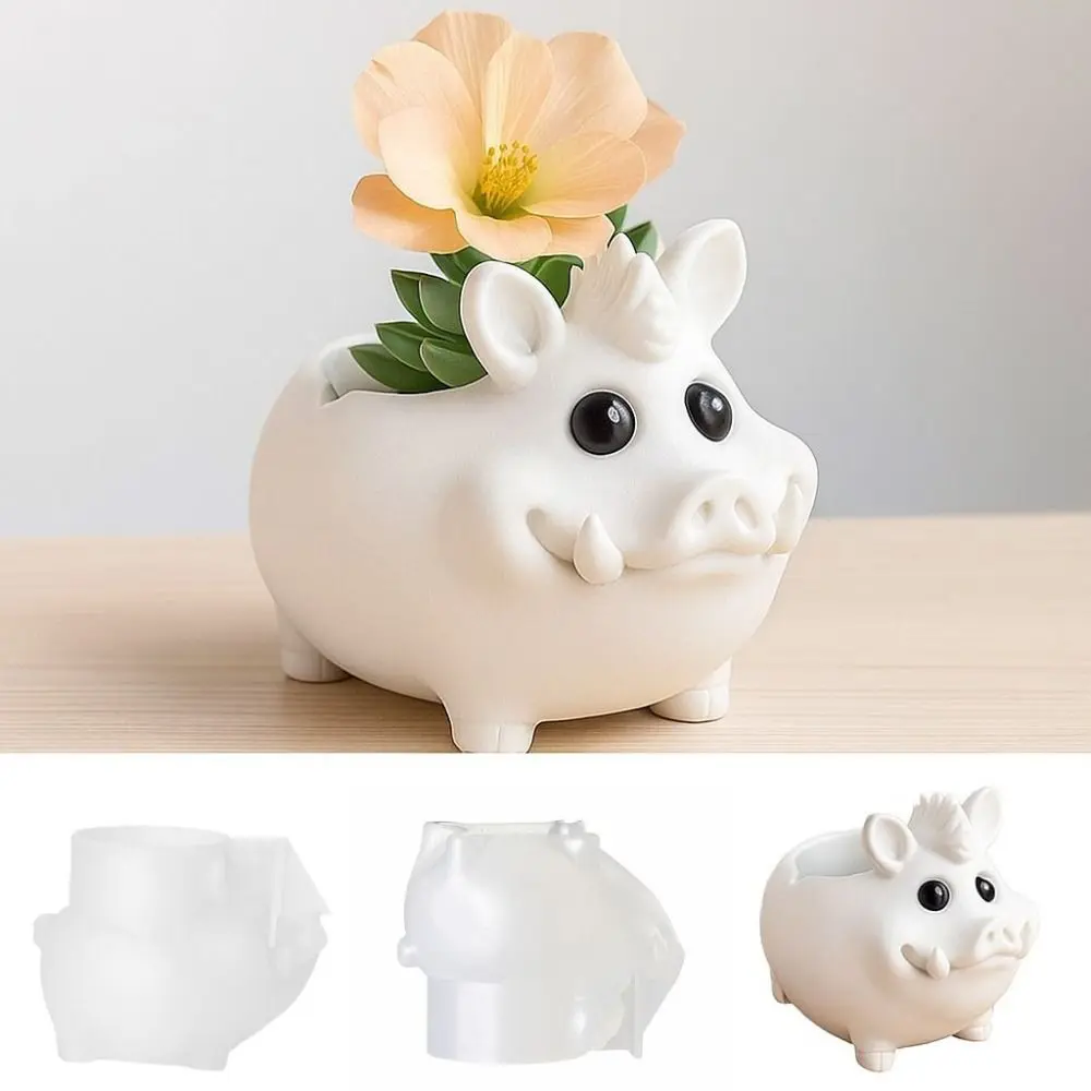 Creativity 3D Wild Boar Cement Mold Silicone DIY Craft Pen Holder Mold Easy To Use Cartoon Planter Sillicone Mold Home Decor