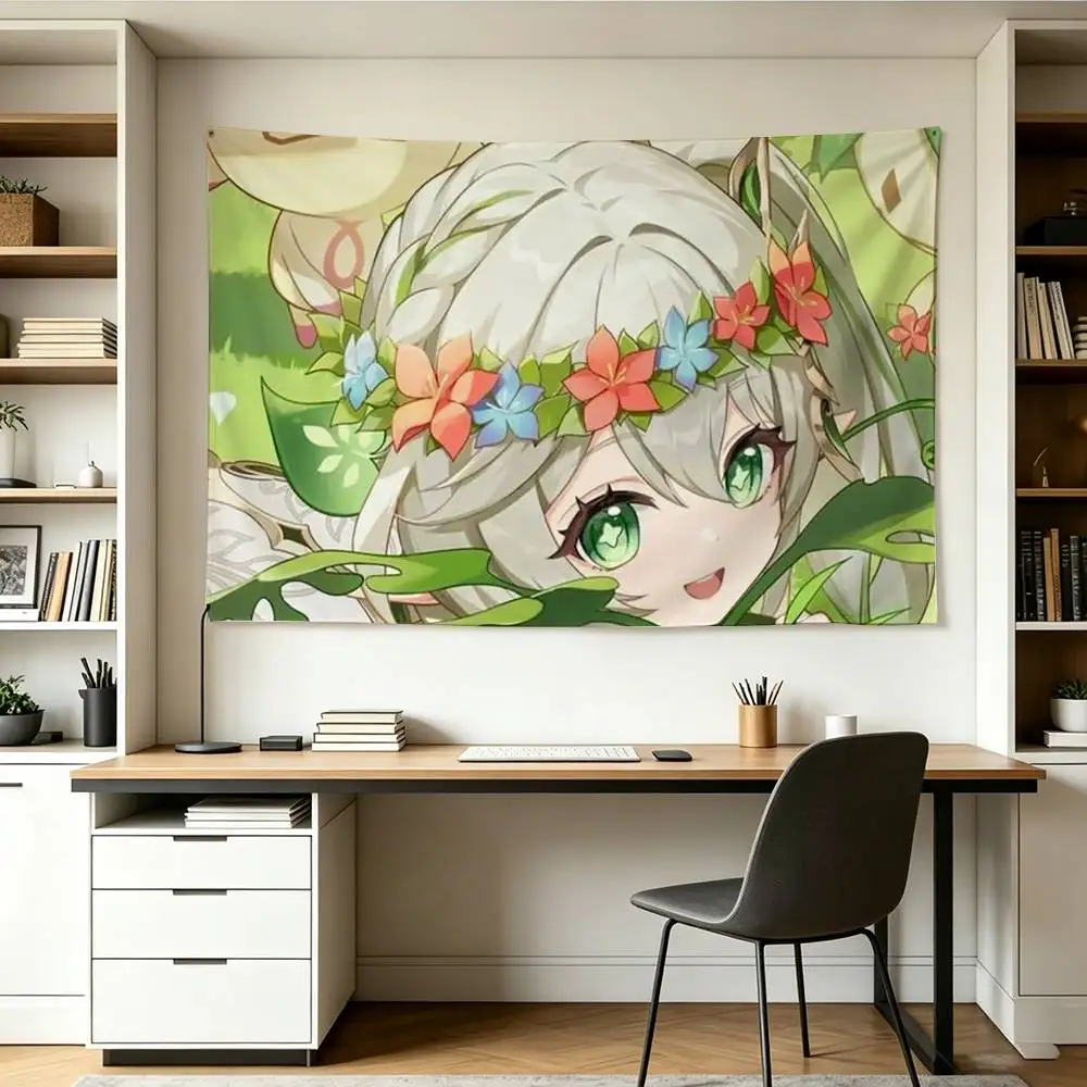 Dendro Archon N-Nahida Genshin Flags Wall Hanging Background Art Banner for Bedroom Home Outdoor