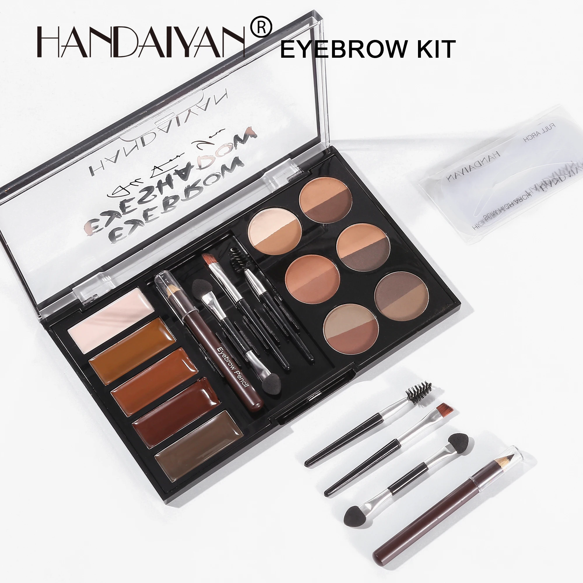 HANDAIYAN  3-in-1 Eyebrow Pencil Powder Cream Kit High pigment Palette Long-lasting easy-to-color women Eyes Cosmetics