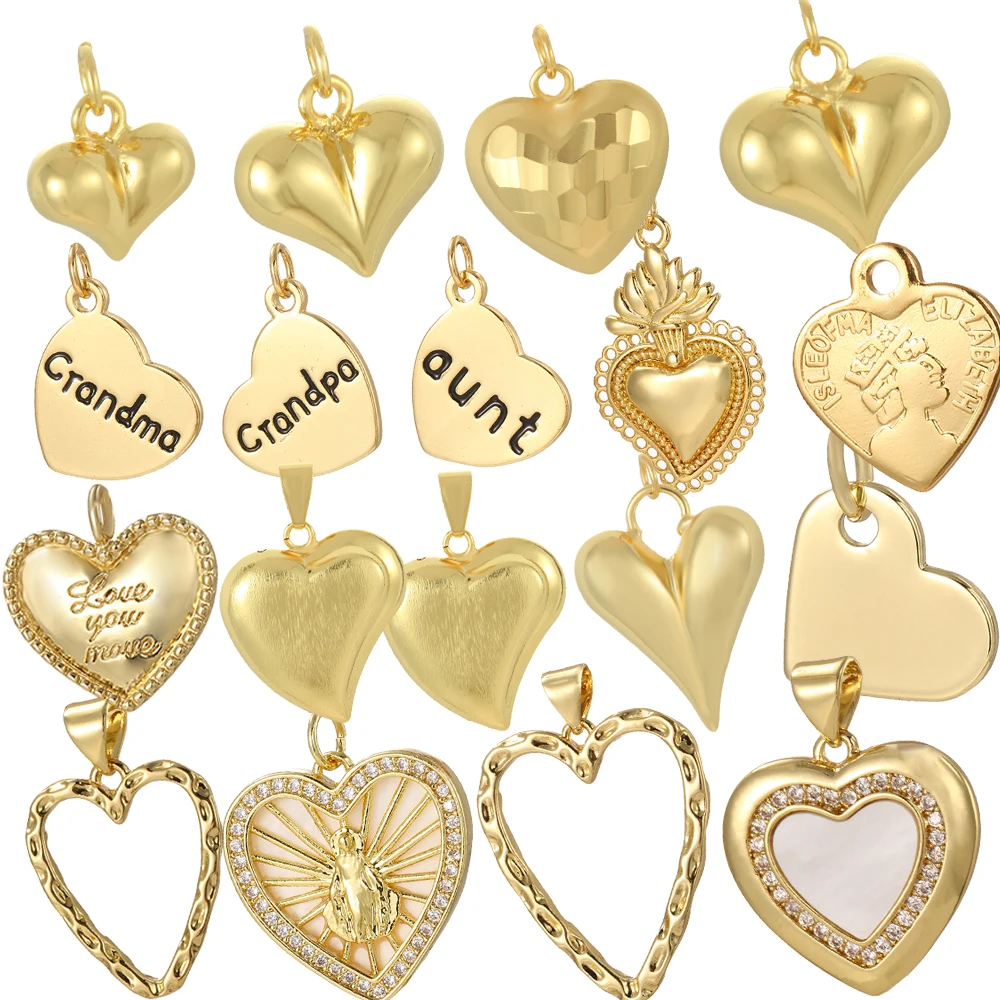 

Классические подвески в стиле сердца для изготовления ювелирных изделий, золотой цвет Dijes, серьги «сделай сам», ожерелье, браслет, аксессуары