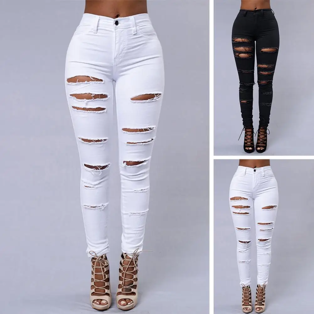 

Women Slim Fit Jeans Stylish Women's Ripped Jeans High-waisted Slim Fit Soft Stretchy Denim for Casual Commute for Women