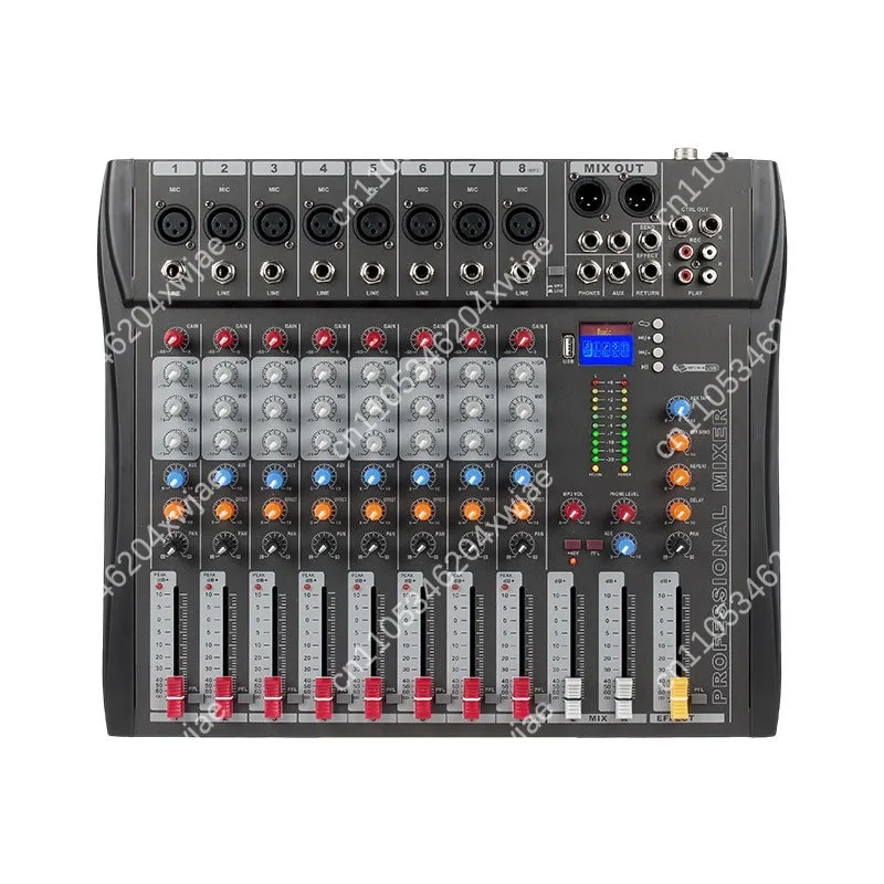 Professional 8 Channel Digital Mixing Console with USB Bluetooth DSP for Live Stage Conference
