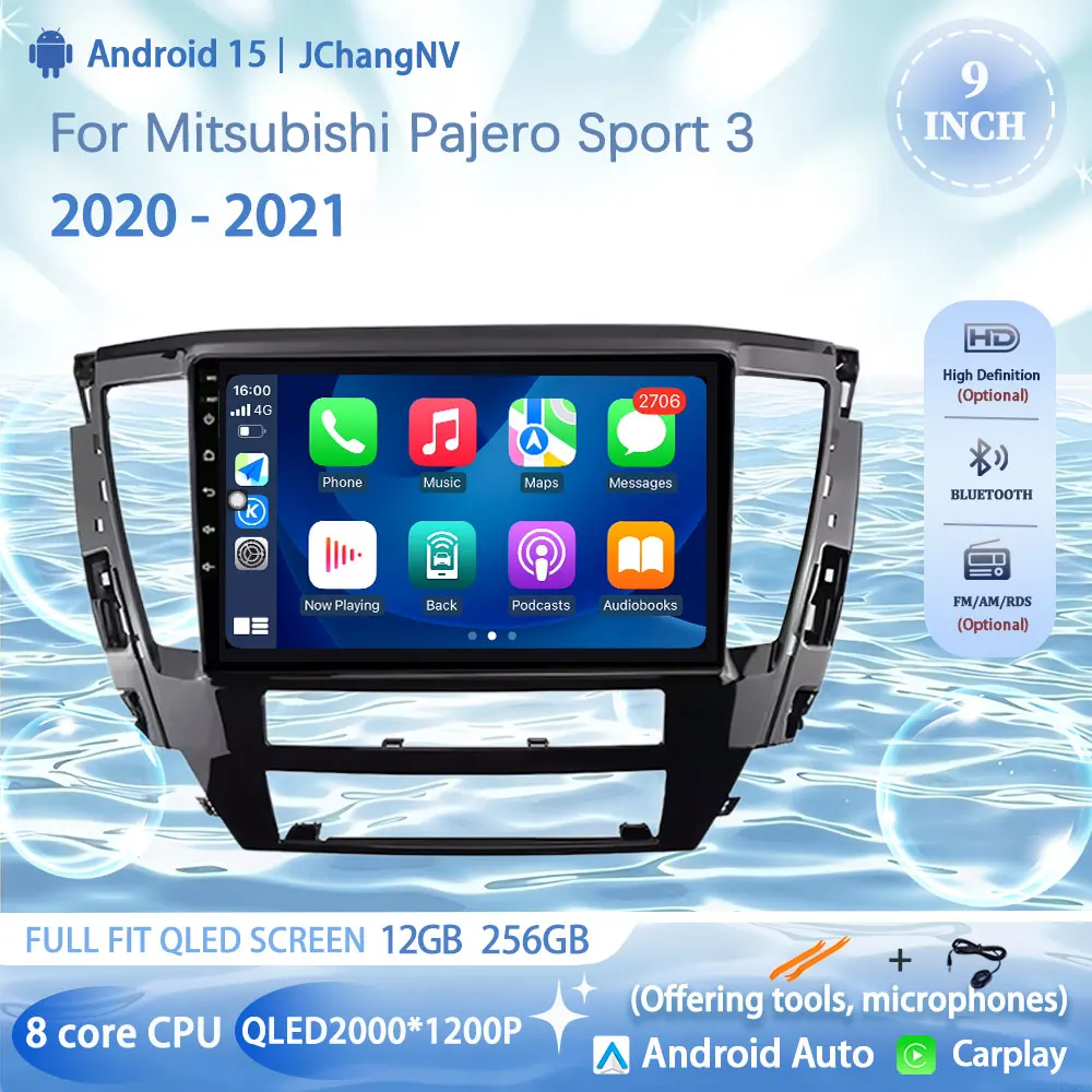 9 “ For Mitsubishi Pajero Sport 3  2020 - 2021 4G Android 15 Carplay Auto Car Radio Navigation GPS Multimedia Video Player DSP