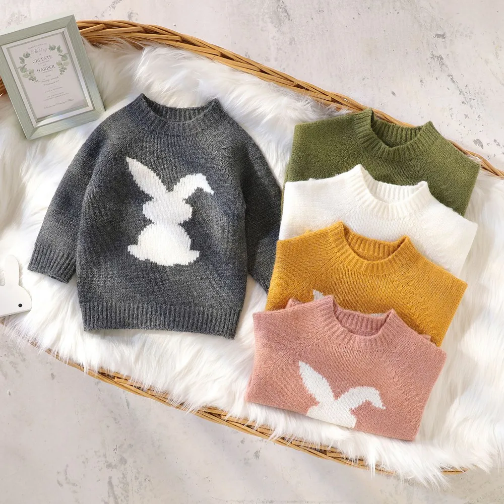 

Winter Newborn Boys Girls Pullover Sweater Children Cartoon Rabbit Infant Kids Sweatersuit Warm Casual Knitwear Toddler Clothes