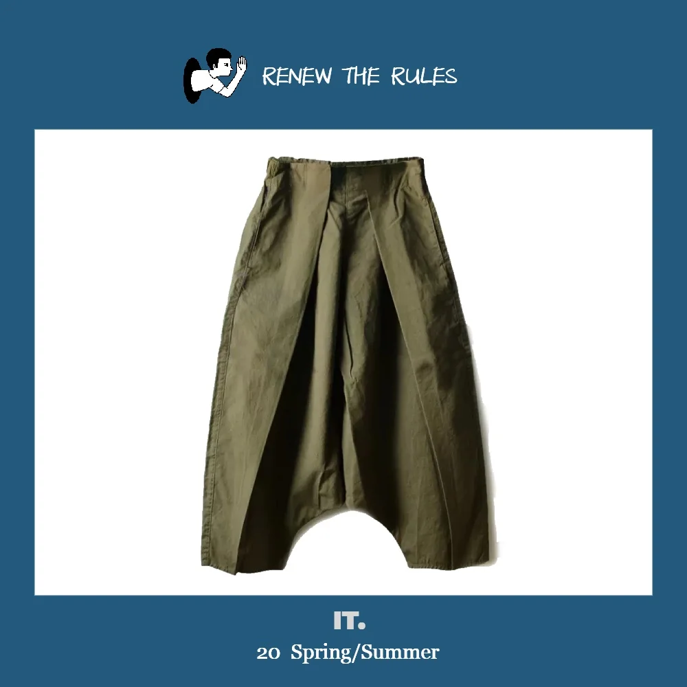 KAPITAL Pure Cotton Casual Wide Leg Pants ex Loose Fit Comfortable Elastic Waist Trousers Trendy Pleated Design