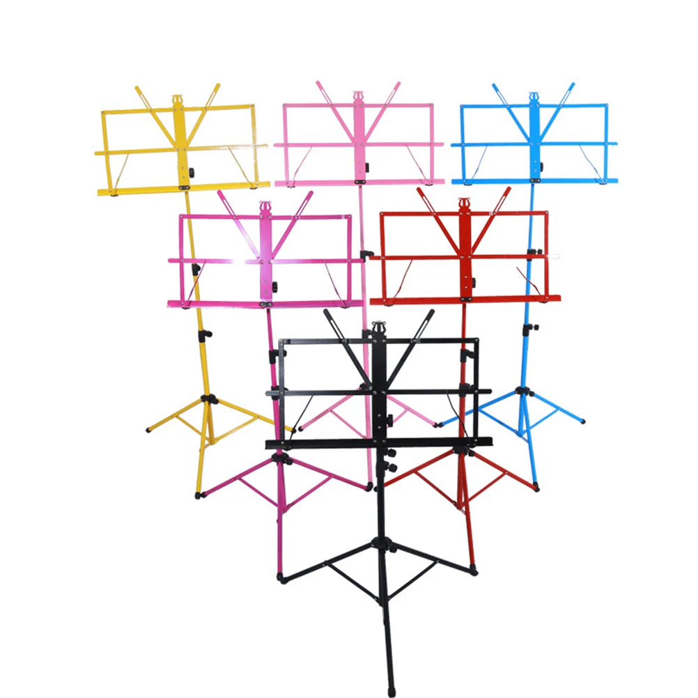 

Adjustable Music Stand Foldable Portable Metal Sheet Holder Multi Angle Non Rubber Feet Lightweight Guitar