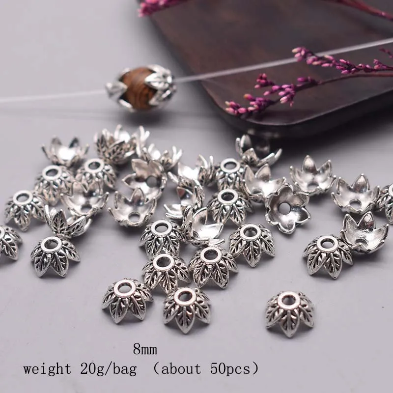 Gewicht 20 gr/beutel Tibetischen Antike Silber Farbe Metall Perlen Kappe Blume Spacer Bead End Kappen Für Schmuck MachenDIY Charms Armband