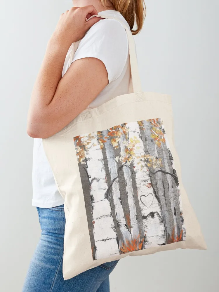 

Aspen Grove, The Birches Pattern, Birch Bark, White Birch Tote Bag reusable shopping bags tote bag canvas hand bags