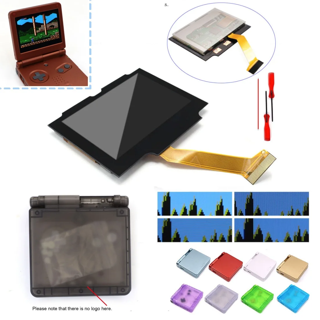 New Ver V5 Laminated IPS 3.0 inch Drop in Screen Kit For GBA SP Build in OSD Desaturation LCD Replacement Kits Easy to Install - view 2
