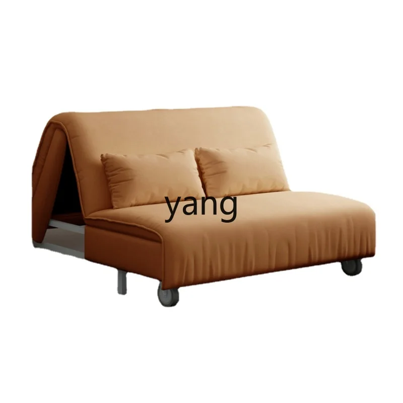 Yjq Leather Sofa Dual-Use Foldable Single Double Multi-Functional Small Apartment Living Room Seat and Bedroom Telescopic Bed