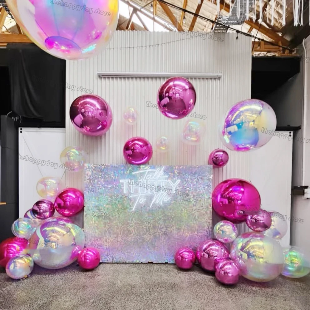 50-10IN قزحي الألوان 4D بالونات مستديرة المجسم 4D احباط بالونات الهيليوم Globos لعيد ميلاد الزفاف عيد الميلاد توهج ديكور الحفلات