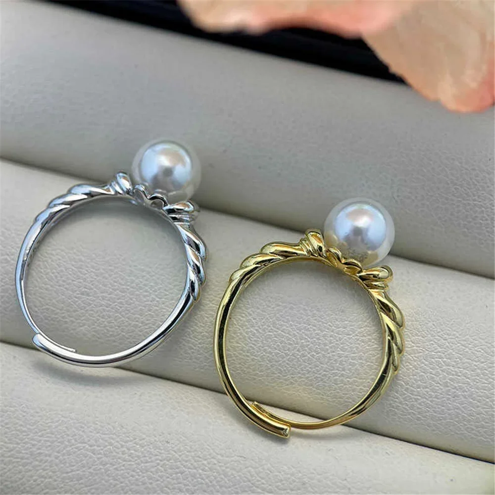 Solid S925 Sterling Silver Pearl Ring Settings Findings & Accessories - for Jewelry Making Bulk Wholesale Craft Supplies 8-10mm