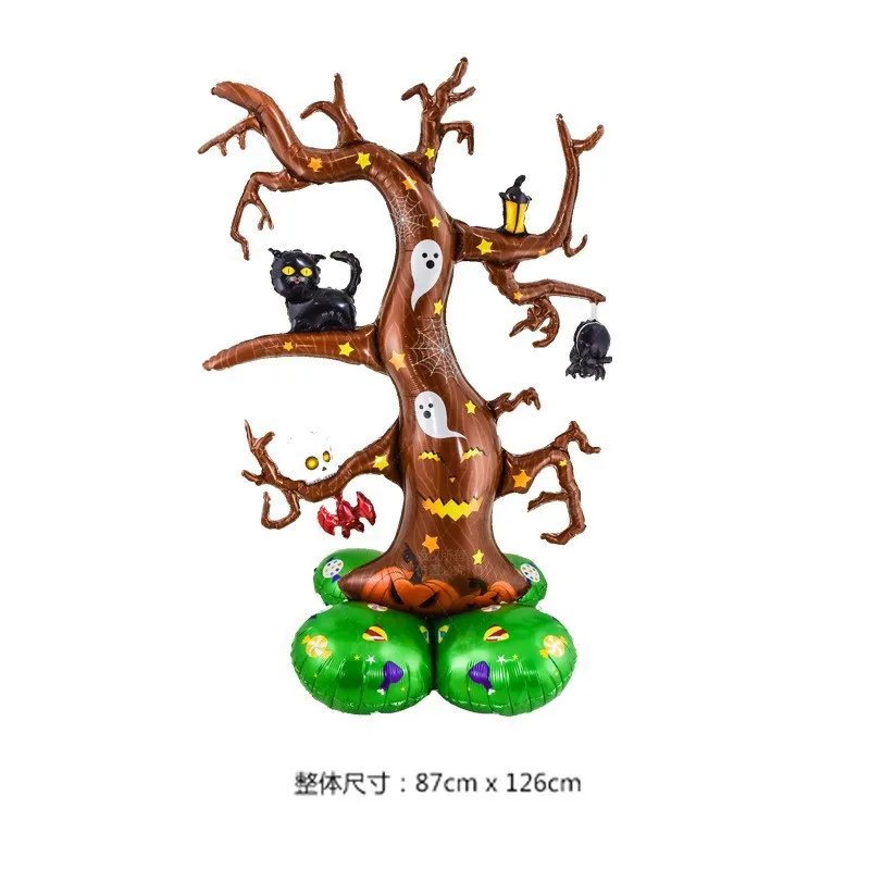 New 4D Halloween Balloon Stereo Balloon Column Halloween Tree Witch Tombstone Base Stand Aluminum Film South