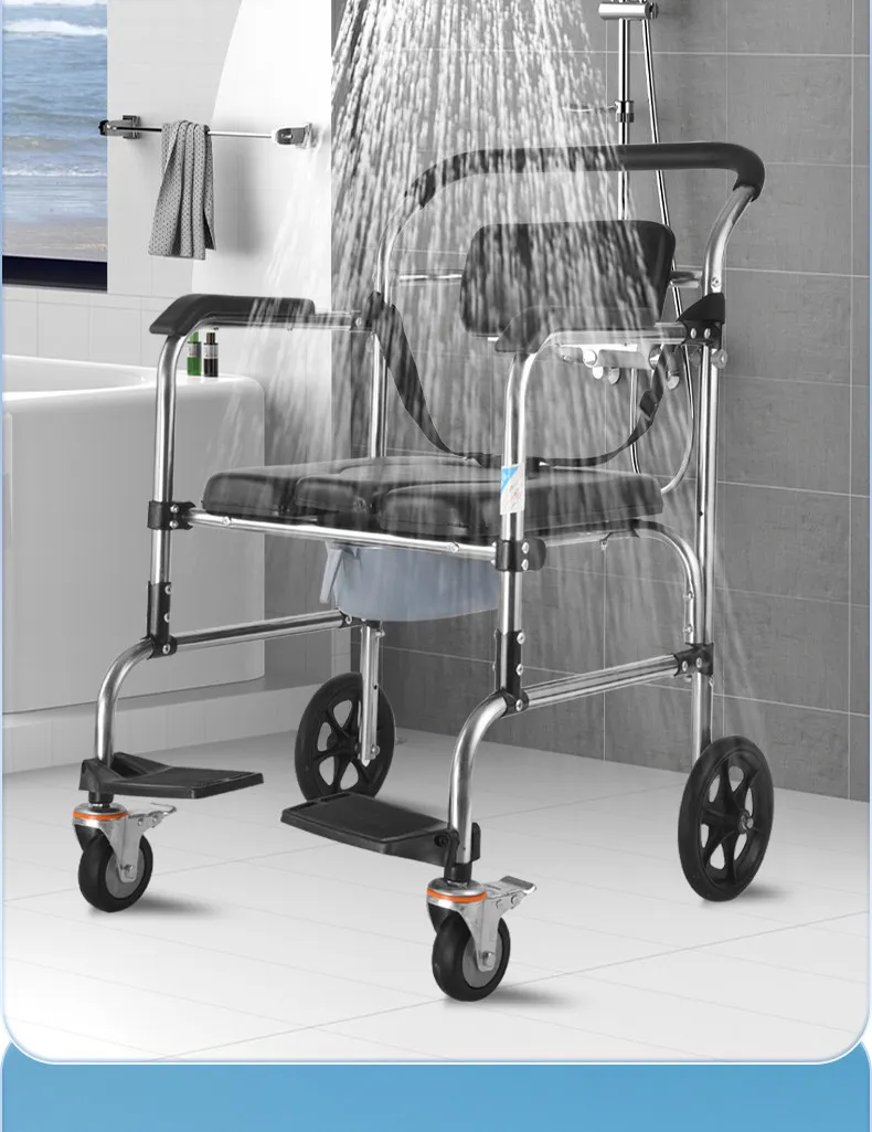Foldable Toilet Chair with Arms - Heavy Duty Commode for Elderly/Disabled, Non-Slip Bidet Seat, Home Medical Mobility Aid