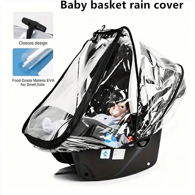 Baby Stroller Basket Windproof Rain Cover Dustproof Transparent EVA Stroller Baby Carriage Rain Cover Dust Cover Mosquito Net