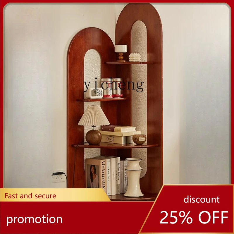 CZ solid wood corner cabinet living room small apartment corner bookshelf bedroom storage triangular cabinet multi-layer storage