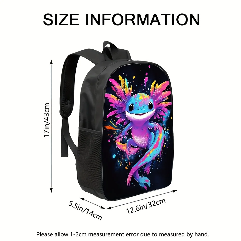 

1-Piece Vivid Axon Art Backpack - Large Capacity, Adjustable Shoulder Strap, Washable Zip Closure, Lightweight Polyester Lined