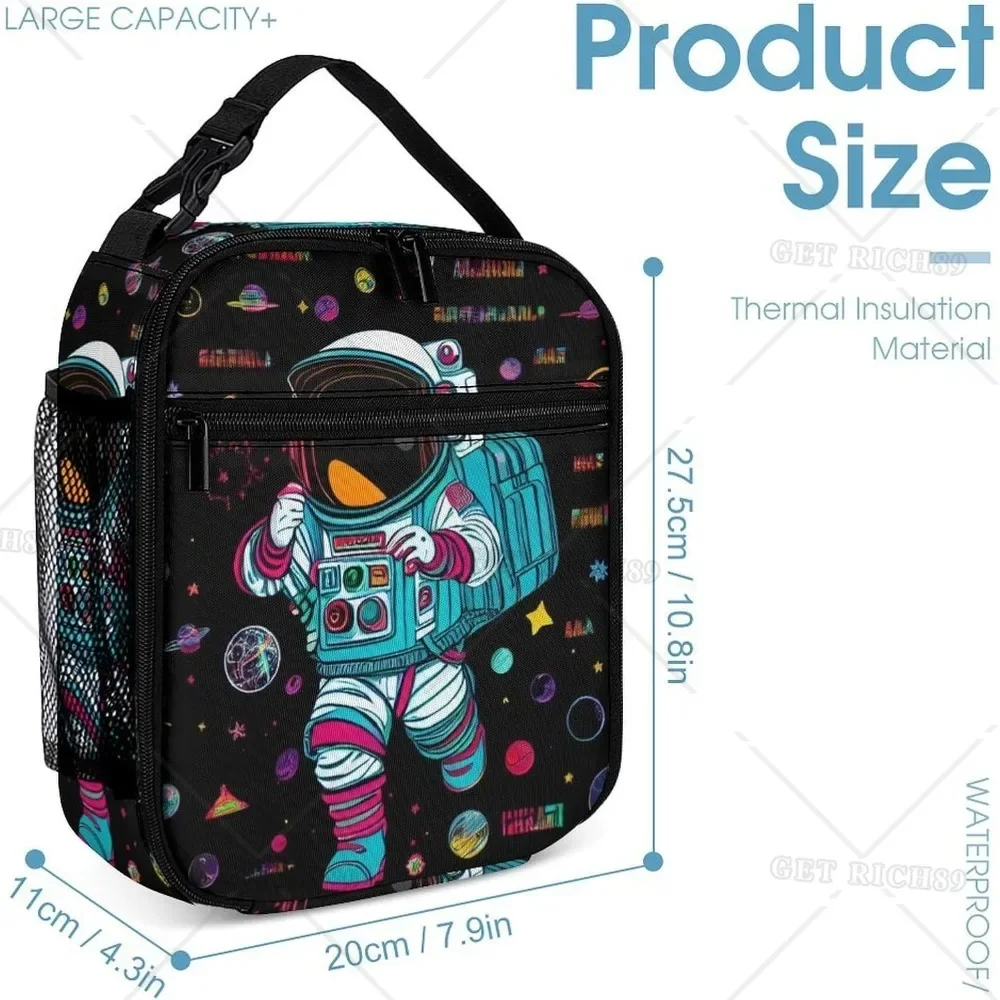 Psychedelic Space Astronaut Outer Space Art Lunch Box for WomenMen/Outdoor/Work Quick and Simple Lunch Tote Bag Organization