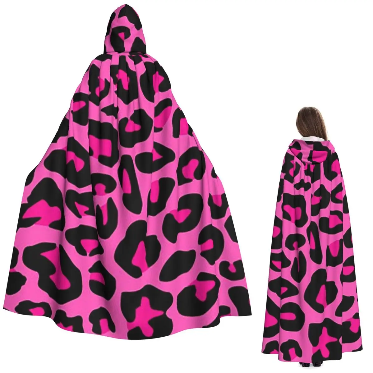 

Леопардовый гепард, бесшовный узор, животная кожа, принт, пятна, длинный плащ с капюшоном, ведьма, средневековый костюм, накидка для косплея, Хэллоуин, вечеринка